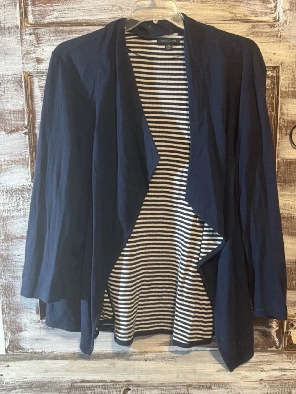 Tommy Hilfiger Navy Open-Front Draped Cardigan Size 1X